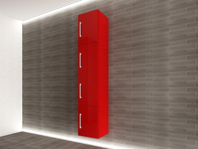 Corpuri Baie Eos - Corp Baie EOS Suspendat 4 Uși MDF Rosu  Lucios 160x30x30 cm | Mobilier Baie Modern, Premium, Configurabil si Personalizabil - Hulgo Mobili