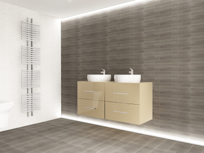 Corp Baie EOS Suspendat 2 Lavoare 4 Sertare MDF Cappuccino Lucios 120x60x45 cm | Mobilier Baie Modern, Premium, Configurabil si Personalizabil - Hulgo Mobili [3]