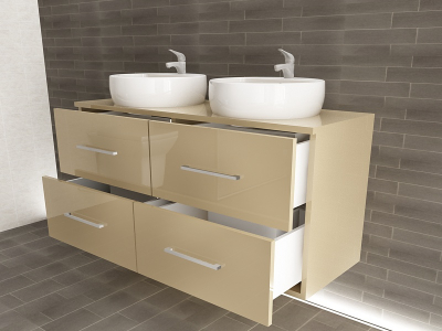 Corp Baie EOS Suspendat 2 Lavoare 4 Sertare MDF Cappuccino Lucios 120x60x45 cm | Mobilier Baie Modern, Premium, Configurabil si Personalizabil - Hulgo Mobili [2]