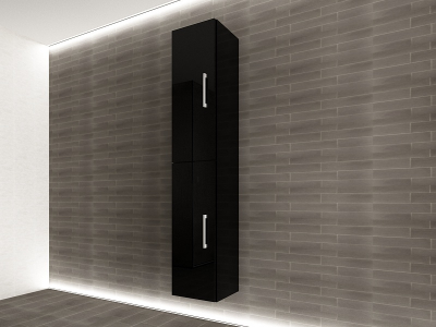 Corpuri Baie Eos - Corp Baie EOS Suspendat 2 Uși MDF Negru Lucios 160x30x30 cm | Mobilier Baie Modern, Premium, Configurabil si Personalizabil - Hulgo Mobili