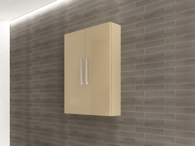 Colectia EOS - Corp Baie EOS Suspendat 2 Uși MDF Cappuccino Lucios 80x60x15 cm | Mobilier Baie Modern, Premium, Configurabil si Personalizabil - Hulgo Mobili