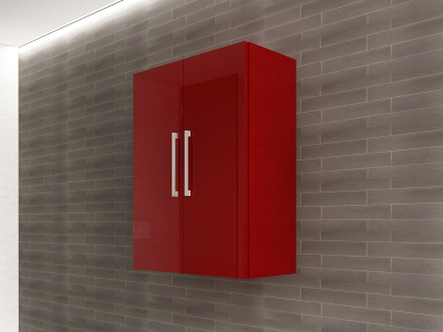 Colectia EOS - Corp Baie EOS Suspendat 2 Uși MDF Bordo Lucios 80x60x30 cm | Mobilier Baie Modern, Premium, Configurabil si Personalizabil - Hulgo Mobili