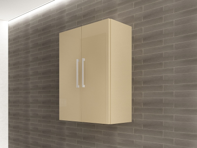 Colectia EOS - Corp Baie EOS Suspendat 2 Uși MDF Cappuccino Lucios 80x60x30 cm | Mobilier Baie Modern, Premium, Configurabil si Personalizabil - Hulgo Mobili