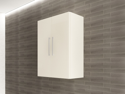 Colectia EOS - Corp Baie EOS Suspendat 2 Uși MDF Crem Lucios 80x60x30 cm | Mobilier Baie Modern, Premium, Configurabil si Personalizabil - Hulgo Mobili