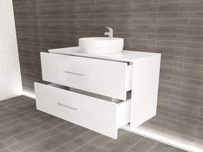 Corp Lavoar Baie EOS Suspendat 2 Sertare MDF Alb Lucios 100x60x45 cm | Mobilier Baie Modern, Premium, Configurabil si Personalizabil - Hulgo Mobili [2]