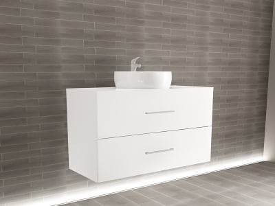 Colectia EOS - Corp Lavoar Baie EOS Suspendat 2 Sertare MDF Alb Lucios 100x60x45 cm | Mobilier Baie Modern, Premium, Configurabil si Personalizabil - Hulgo Mobili