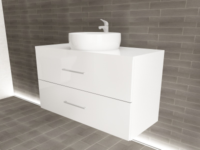 Corp Lavoar Baie EOS Suspendat 2 Sertare MDF Alb Lucios 100x60x45 cm | Mobilier Baie Modern, Premium, Configurabil si Personalizabil - Hulgo Mobili [1]