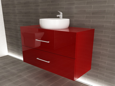 Corp Lavoar Baie EOS Suspendat 2 Sertare MDF Bordo Lucios 100x60x45 cm | Mobilier Baie Modern, Premium, Configurabil si Personalizabil - Hulgo Mobili [1]