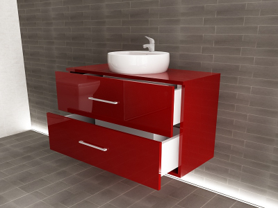 Corp Lavoar Baie EOS Suspendat 2 Sertare MDF Bordo Lucios 100x60x45 cm | Mobilier Baie Modern, Premium, Configurabil si Personalizabil - Hulgo Mobili [2]