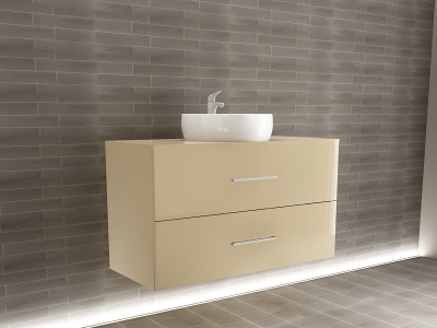 Colectia EOS - Corp Lavoar Baie EOS Suspendat 2 Sertare MDF Cappuccino Lucios 100x60x45 cm | Mobilier Baie Modern, Premium, Configurabil si Personalizabil - Hulgo Mobili