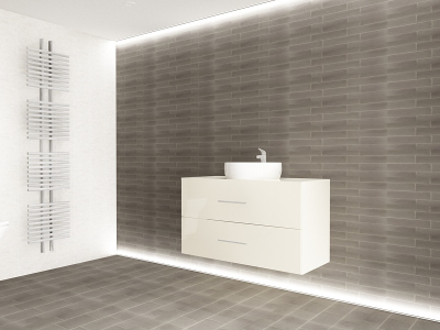 Corp Lavoar Baie EOS Suspendat 2 Sertare MDF Crem Lucios 60x100x45 cm | Mobilier Baie Modern, Premium, Configurabil si Personalizabil - Hulgo Mobili [3]