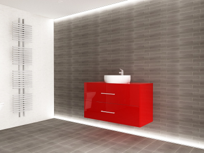 Corp Lavoar Baie EOS Suspendat 2 Sertare MDF Rosu Lucios 100x60x45 cm | Mobilier Baie Modern, Premium, Configurabil si Personalizabil - Hulgo Mobili [3]