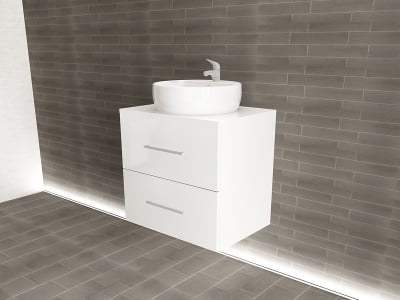 Corp Lavoar Baie EOS Suspendat 2 Sertare MDF Alb Lucios 60x60x45 cm | Mobilier Baie Modern, Premium, Configurabil si Personalizabil - Hulgo Mobili [1]