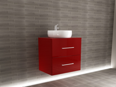 Corpuri Baie Eos - Corp Lavoar Baie EOS Suspendat 2 Sertare MDF Bordo Lucios 60x60x45 cm | Mobilier Baie Modern, Premium, Configurabil si Personalizabil - Hulgo Mobili