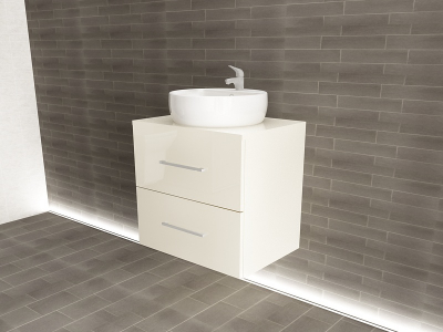 Corpuri Baie Eos - Corp Lavoar Baie EOS Suspendat 2 Sertare MDF Crem Lucios 60x60x45 cm | Mobilier Baie Modern, Premium, Configurabil si Personalizabil - Hulgo Mobili