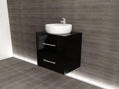 Corp Lavoar Baie EOS Suspendat 2 Sertare MDF Negru Lucios 60x60x45 cm | Mobilier Baie Modern, Premium, Configurabil si Personalizabil - Hulgo Mobili [1]