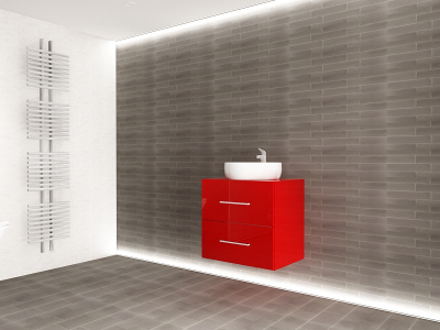 Corp Lavoar Baie EOS Suspendat 2 Sertare MDF Rosu Lucios 60x60x45 cm | Mobilier Baie Modern, Premium, Configurabil si Personalizabil - Hulgo Mobili [3]