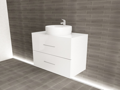 Corp Lavoar Baie EOS Suspendat 2 Sertare MDF Alb Lucios 80x60x45 cm | Mobilier Baie Modern, Premium, Configurabil si Personalizabil - Hulgo Mobili [1]