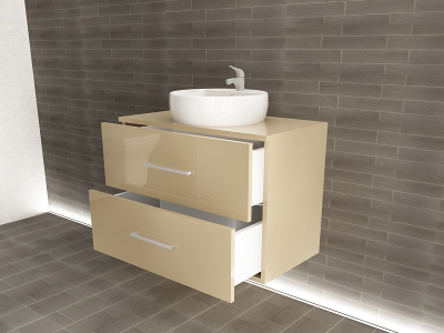 Corp Lavoar Baie EOS Suspendat 2 Sertare MDF Crappuccino Lucios 80x60x45 cm | Mobilier Baie Modern, Premium, Configurabil si Personalizabil - Hulgo Mobili [2]