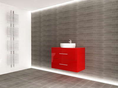 Corp Lavoar Baie EOS Suspendat 2 Sertare MDF Rosu Lucios 80x60x45 cm | Mobilier Baie Modern, Premium, Configurabil si Personalizabil - Hulgo Mobili [3]