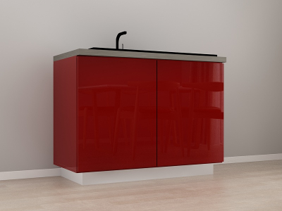 Corpuri Blanca - Corp Inferior 120 pentru Chiuvetă Blanca Bordo Lucios - Modul Bucătărie Configurabil, Fără Mânere, Deschidere Prin Apăsare - Hulgo Mobili