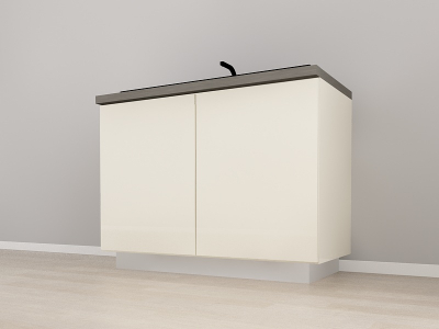 Corp Inferior 120 pentru Chiuvetă Blanca Crem Lucios - Modul Bucătărie Configurabil, Fără Mânere, Deschidere Prin Apăsare - Hulgo Mobili [2]