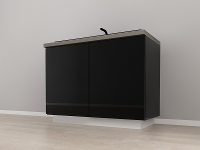 Corp Inferior 120 pentru Chiuvetă Blanca Negru Lucios - Modul Bucătărie Configurabil, Fără Mânere, Deschidere Prin Apăsare - Hulgo Mobili [2]