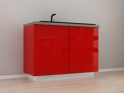 Corpuri Blanca - Corp Inferior 120 pentru Chiuvetă Blanca Rosu Lucios - Modul Bucătărie Configurabil, Fără Mânere, Deschidere Prin Apăsare - Hulgo Mobili