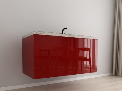 Bucatarie EVORA - Corp Inferior 120 cm Adâncime 57 cm pentru Chiuvetă - Evora MDF Bordo Lucios | Modul Bucătărie Suspendat Premium Configurabil - Hulgo Mobili