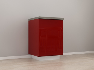 Corp Inferior 60 cu 1 Ușă Blanca Bordo Lucios - Modul Bucătărie Configurabil, Fără Mânere, Deschidere Prin Apăsare - Hulgo Mobili [2]