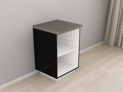 Corp Inferior 60 cu 1 Ușă Blanca Negru Lucios - Modul Bucătărie Configurabil, Fără Mânere, Deschidere Prin Apăsare - Hulgo Mobili [1]