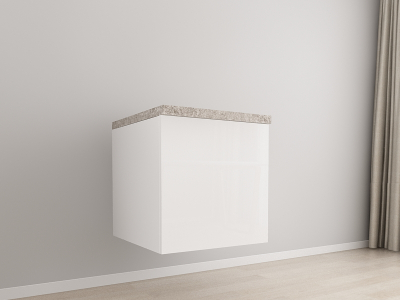 Corpuri Evora - Corp Inferior 60 cm Adâncime 57 cm cu 1 Ușă - Evora MDF Alb Lucios | Modul Bucătărie Suspendat Premium Configurabil - Hulgo Mobili