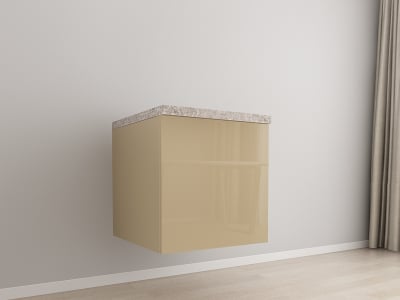 Corpuri Evora - Corp Inferior 60 cm Adâncime 57 cm cu 1 Ușă - Evora MDF Cappuccino Lucios | Modul Bucătărie Suspendat Premium Configurabil - Hulgo Mobili