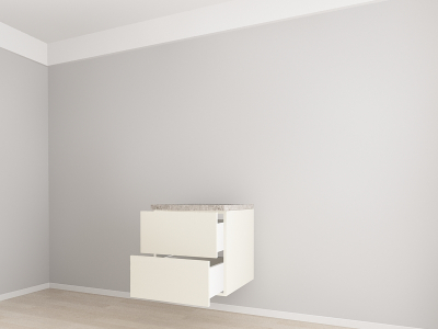 Corp Inferior 60 cm Adâncime 57 cm cu 2 Sertare - Evora MDF Crem Lucios | Modul Bucătărie Suspendat Premium Configurabil - Hulgo Mobili [2]