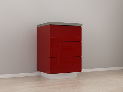 Corp Inferior 60 cu 3 Sertare Blanca Bordo Lucios - Modul Bucătărie Configurabil, Fără Mânere, Deschidere Prin Apăsare - Hulgo Mobili [2]