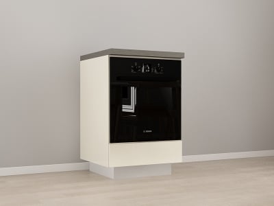 Colectia BLANCA - Corp Inferior 60 pentru Cuptor Incorporabil Blanca Crem Lucios - Modul Bucătărie Configurabil, Fără Mânere, Deschidere Prin Apăsare - Hulgo Mobili