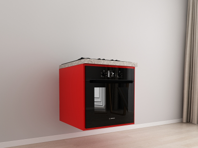 Corpuri Evora - Corp Inferior 60 cm Adâncime 57 cm pentru Cuptor Incorporabil - Evora MDF Rosu Lucios | Modul Bucătărie Suspendat Premium Configurabil - Hulgo Mobili