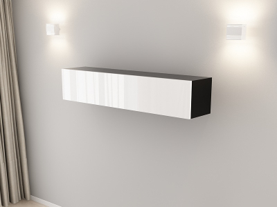 Corp Orizontal 150 MDF Negru/Alb Lucios - Quadro | Modul Mobilier Suspendat Premium Configurabil Fără Mânere/Push to Open - Hulgo Mobili [2]