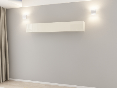 Corp Orizontal 180 MDF Crem Lucios - Quadro | Modul Mobilier Suspendat Premium Configurabil Fără Mânere/Push to Open - Hulgo Mobili [1]