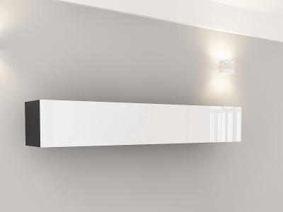 Corpuri QUADRO - Corp Orizontal 180 MDF Negru/Alb Lucios - Quadro | Modul Mobilier Suspendat Premium Configurabil Fără Mânere/Push to Open - Hulgo Mobili