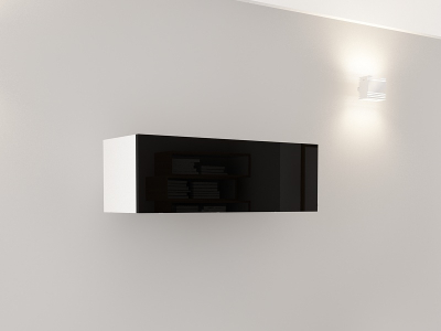 Corpuri QUADRO - Corp Orizontal 90 MDF Alb/Negru Lucios - Quadro | Modul Mobilier Suspendat Premium Configurabil Fără Mânere/Push to Open - Hulgo Mobili