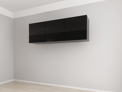 Corp Superior 180 cm Adâncime 37 cm cu 3 Uși - Evora MDF Negru Lucios | Modul Bucătărie Suspendat Premium Configurabil - Hulgo Mobili [1]