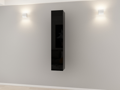 Corpuri QUADRO - Corp Turn 150 MDF Negru Lucios - Quadro | Modul Mobilier Suspendat Premium Configurabil Fără Mânere/Push to Open - Hulgo Mobili