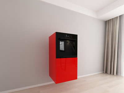 Corpuri Evora - Corp Vertical 125 cm Adâncime 57 cm pentru Cuptor Incorporabil și 1 Ușă - Evora MDF Rosu Lucios | Modul Suspendat pentru Bucătărie Premium, Configurabil și Personalizabil - Hulgo Mobili