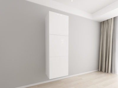 Corpuri Evora - Corp Vertical 187 cm Adâncime 37 cm cu 3 Uși - Evora MDF Alb Lucios | Modul Suspendat pentru Bucătărie Modernă, Configurabil și Elegant - Hulgo Mobili