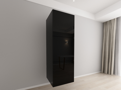 Corpuri Evora - Corp Vertical 187 cm Adâncime 57 cm cu 3 Uși - Evora MDF Negru Lucios | Modul Bucătărie Suspendat, Configurabil și Elegant - Hulgo Mobili