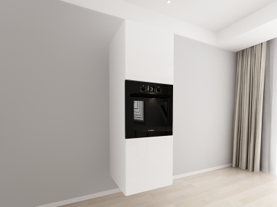 Corpuri Evora - Corp Vertical 187 cm Adâncime 57 cm pentru Cuptor Incorporabil și 2 Uși - Evora MDF Alb Lucios | Modul Suspendat pentru Bucătărie Modernă, Configurabil și Personalizabil - Hulgo Mobili