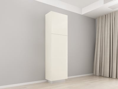 Corpuri Blanca - Corp Vertical 210 cu 3 Uși Adancime 37 Blanca Crem Lucios - Modul Premium de Bucătărie Configurabil, Fără Mânere, Deschidere Prin Apăsare - Hulgo Mobili
