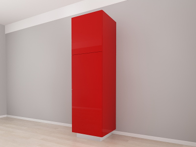 Corp Vertical 210 cu 3 Uși Adancime 57 Blanca Rosu Lucios - Modul Premium de Bucătărie Configurabil, Fără Mânere, Deschidere Prin Apăsare - Hulgo Mobili [2]