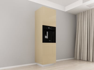 Colectia BLANCA - Corp Vertical 210 pentru Cuptor Incorporabil Blanca Cappuccino Lucios - Modul Bucătărie Premium Configurabil cu 2 Uși, Fără Mânere, Deschidere Prin Apăsare - Hulgo Mobili